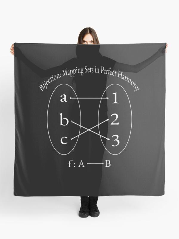 Scarf with the 'Bijection: Mapping Sets in Perfect Harmony' design