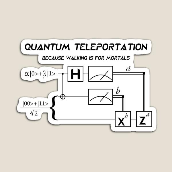 Magnet with the 'Quantum teleportation. Because walking is for mortals' design